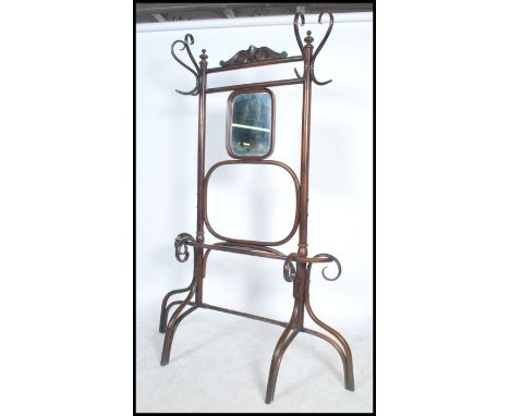 A late 19th / early 20th century Thonet bentwood hallstand / hatstand / stickstand. The open framework having curved coat and