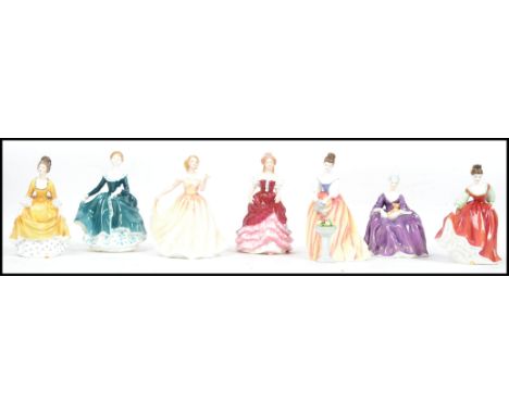 A collection of vintage Royal Doulton ceramic figures to include Sweet Sixteen HN3648, Deborah HN3644, Fair Lady Red HN2832, 