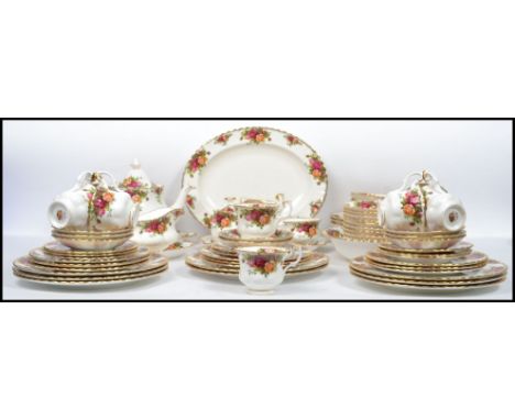 A 20th century Royal Albert old country roses tea and dinner service to include 8 dinner plates, 1 platter, 3 open tureens, g