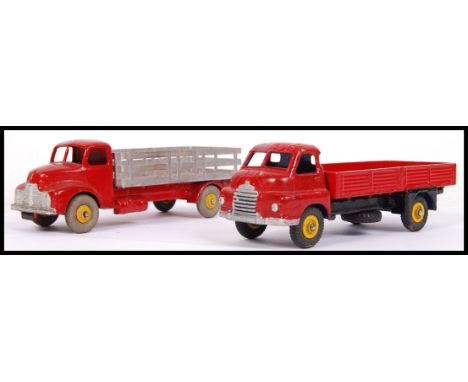 A pair of 2x original vintage restored Dinky diecast model trucks to include; Big Bedford & Leyland Comet. Both unboxed. 