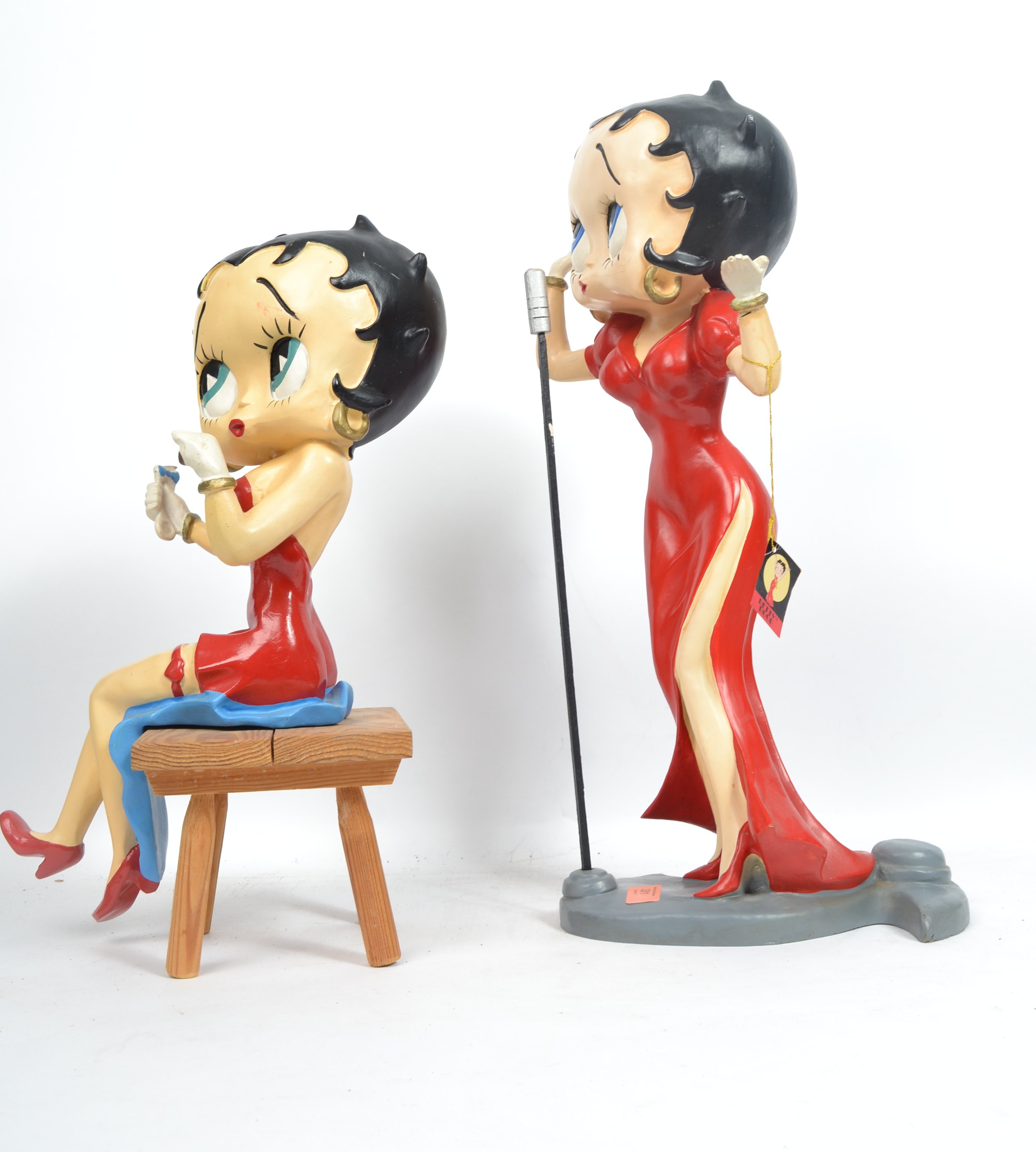 A large vintage Betty Boop figurine featuring the iconic character in a