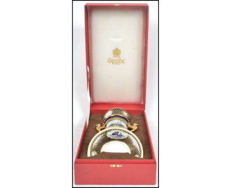 A Spode SS Great Britain gilt and cobalt twin handled lidded loving cup and saucer limited edition 127/500 having monogrammed
