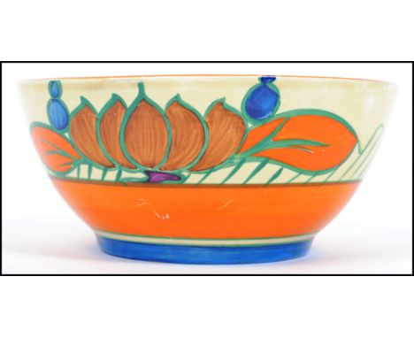 A Clarice Cliff ' Fantastique ' in the Lily pattern ( 1929 ) bowl by Wilkinson Ltd circa 1930's, decorated with colourful han