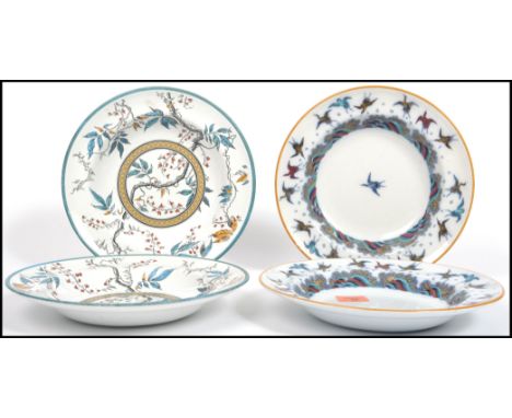 A group of four 19th century Victorian Aesthetic movement Minton ceramic bowls including a pair of Christopher Dresser for Mi