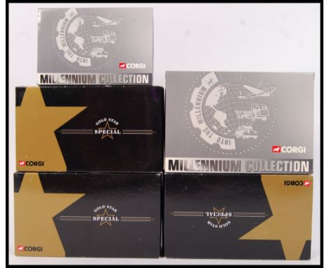 A collection of 5x Corgi Millennium & Gold Star Special collection diecast model vehicles to include; 07105 Land Rover, 3x CC