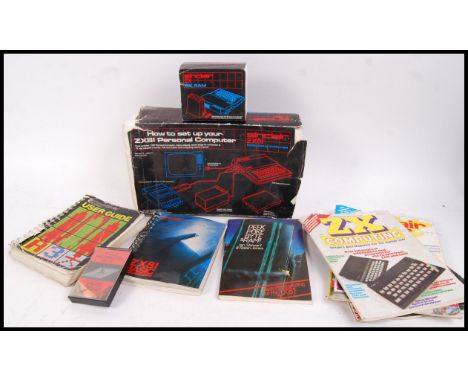 A collection of vintage Sinclair Console items comprising of ZX 16k Ram, ZX81 Personal Computer, manuals, Basic Programming b