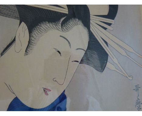 Utamaro, Kitagawa (1753 - 1806). Kurtisane. Farbholzschnitt auf Glimmer-Grund. Um 1795 (?). Am rechten Rand signiert. 37,5 x 