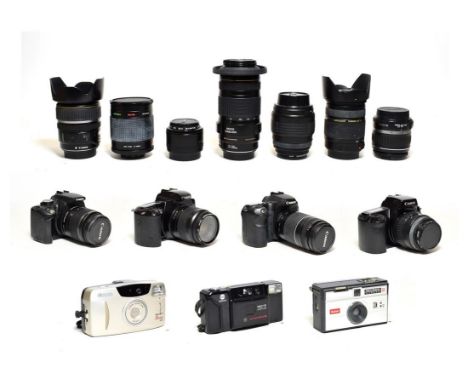 Various Canon Cameras And Lenses including EOS40D with EF f4-5.6 75-300mm; EOS 350D with EF-S f3.5-5.6 18-55mm; EOS 3000 with