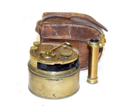 Baker (London) Brass Pocket Sextant with Vernier scale and maker's name engraved to casing (in leather case)