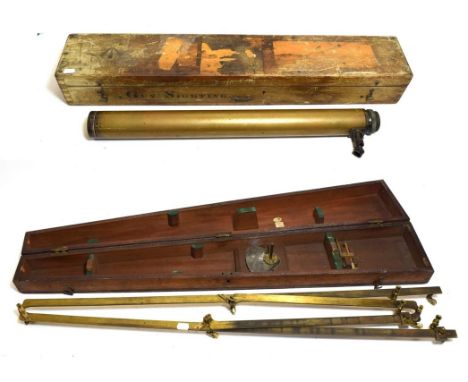 Ross Gun Sight 1x1215 no.69774 with Broadarrow to case; together with an Elliott Bros brass pantograph (cased) (2)