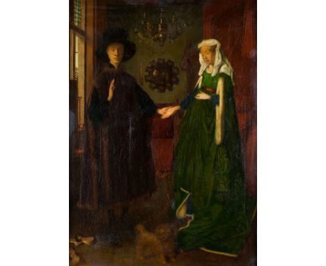 HARRY M. ALLEN (fl.1907-1937) AFTER JAN VAN EYCK THE ARNOLFINI PORTRAITbears inscription u.m. Johannes de Eyck fuit hic bears