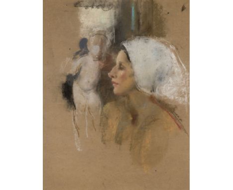 □ ATTRIBUTED TO EDWARD STOTT, A.R.A. (1859-1918) A PORTRAIT STUDY AND SCULPTURE STUDYchalk pastels 44.5 x 34.5 cm / 17 1/2 x 