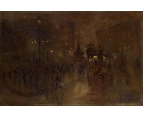 FRANK HIDER (1861-1933) PICCADILLY BY NIGHTsigned & dated l.r. 194[2?] oil on canvas 40.5 x 61.0 cm / 16 x 24 in unframedProv