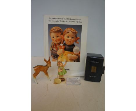 Hummel-Goebel Figurines Forever Yours 793, and Standing Fawn with Book 'The Fascinating Book of M.I Hummel Figurines 1991'