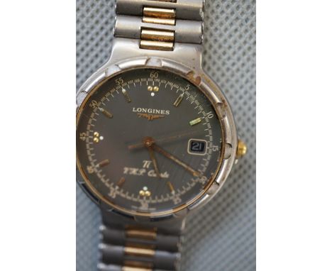 Gents Longines TI VHP Wristwatch with Quartz Movement in Titanium Case with Sweep Seconds Dial and Calendar, in original Box 