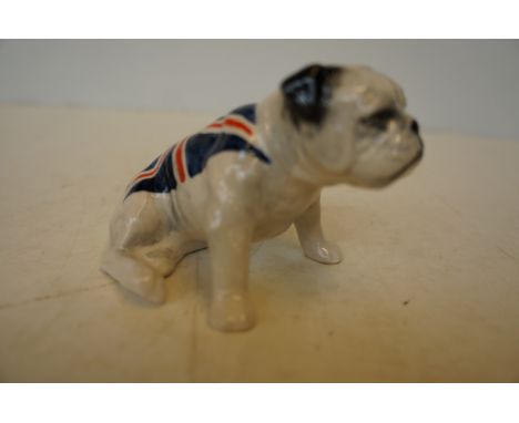 Carlton Ware Rare Vintage Bulldog with Union Jack Flag, Gold Mark to Base