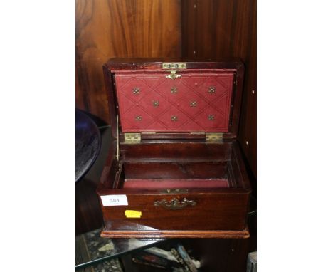 AN EDWARDIAN MAHOGANY CONVERTED TEA CADDY 