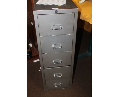 A VINTAGE METAL FIVE DRAWER FILING CABINET 