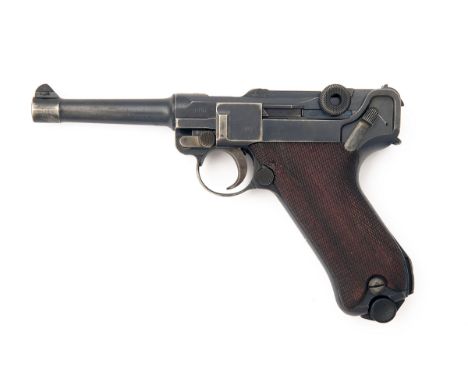 DWM, GERMANY A 9mm (PARA) SEMI-AUTOMATIC PISTOL, MODEL 'P08 LUGER', serial no. 3796, WITH HOLSTER, dated for 1916 with 4in. b