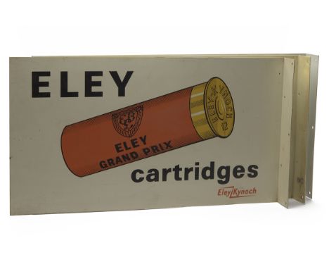 THREE VETERAN ENAMEL WALL-MOUNTED SIGNS FOR ELEY-KYNOCH CARTRIDGES, each 22in. x 12in. and with mounting flange allowing the 