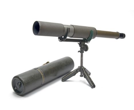 A RARE WW II 25X50 OBSERVING SNIPER SPOTTING SCOPE, serial no. 262--C, 1 of 500, single draw scope marked TELESCOPE, OBSERVIN