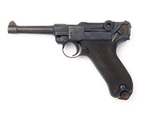 DWM, GERMANY A 9mm (PARA) SEMI-AUTOMATIC PISTOL , MODEL 'LUGER P08', serial no. 2695, dated for 1910, with reblued 4in. barre