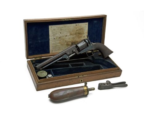 COLT, LONDON A CASED .36 PERCUSSION REVOLVER, MODEL 'COLT'S LONDON 1851 NAVY', serial no. 31708, for 1855, with octagonal 7 1