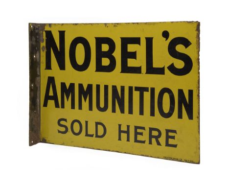 NOBEL, ENGLAND A RARE ENAMEL SHOP SIGN, last quarter of the 19th century, double sides with right angled flange along one edg
