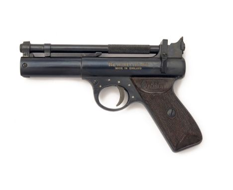 WEBLEY &amp; SCOTT, BIRMINGHAM A BOXED .22 BARREL-COCKING AIR-PISTOL, MODEL 'PREMIER 'E' SERIES', batch no. 465, with blued 6
