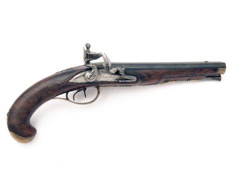 A 36-BORE FLINTLOCK DOUBLE-BARRELLED PISTOL SIGNED 'DORRIES', no visible serial number, French circa 1785, with reblued 7 3/4