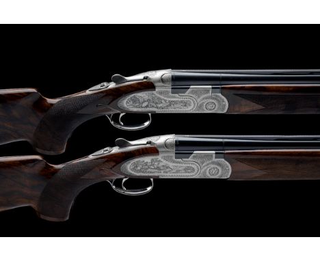 P. BERETTA A PAIR OF GRECO-ENGRAVED 12-BORE 'KENNEDY' SINGLE-TRIGGER SIDEPLATED OVER AND UNDER EJECTORS, serial no. R68234S /