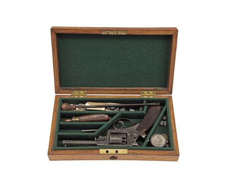 LONDON ARMOURY CO. FOR NEWTON, MANCHESTER A CASED 120-BORE PERCUSSION REVOLVER, MODEL 'ADAM'S PATENT', serial no. 37688, circ