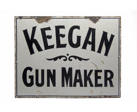 L. KEEGAN, DUBLIN THE ORIGINAL ENAMELLED SIGN FOR KEEGAN GUN MAKERS, circa 1900 and almost certainly from when they traded at
