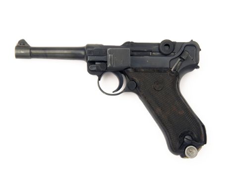 MAUSER, GERMANY A 9mm (PARA) SEMI-AUTOMATIC PISTOL, MODEL 'LUGER P08', serial no. 7621, dated for 1936, with reblued 4in. bar