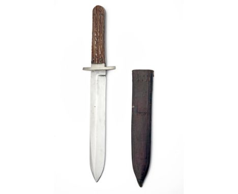 T. RENSHAW & SON, SHEFFIELD A MID-VICTORIAN STAG-HILTED SPORTING-KNIFE, circa 1860, with spearpoint 8in. polished blade false