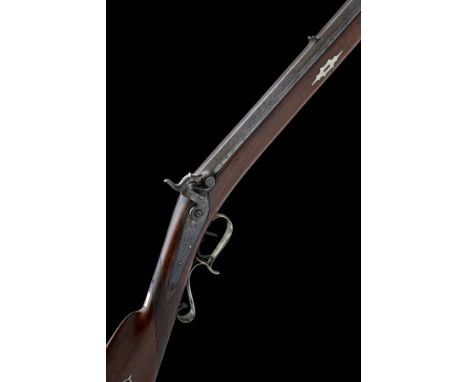 A .450 PERCUSSION PENNSYLVANIAN STYLE RIFLE SIGNED B&amp;S, NEW YORK, no visible serial number, circa 1840, with heavy 37 3/4