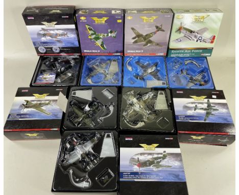 SEVEN CORGI 1:72 SCALE MODELS OF WWII FIGHTERS, ltd edns, comprising Hawker Typhoon 1B, P-51D Mustang, Me 262A-1a, Spitfire F