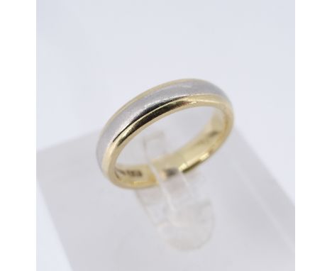 18CT YELLOW &amp; WHITE GOLD WEDDING BAND, ring size J / K, 5.0gmsProvenance: deceased estate Neath Port Talbot, consigned vi