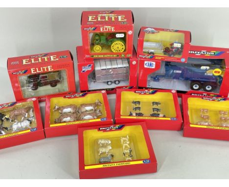 ASSORTED BRITAINS 1:32 SCALE FARMYARD &amp; ELITE MODELS, including five sets of farm animals, 40710 Williams Livestock Trail