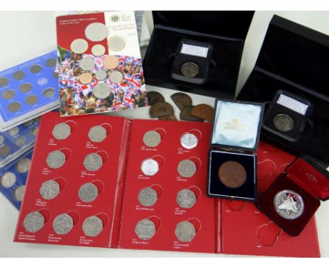 ASSORTED COINS & COLLECTABLES comprising silver GB £5 ‘The Queen’s Coronation’ 60th Anniversary 2013 coin in Royal Mint box, 