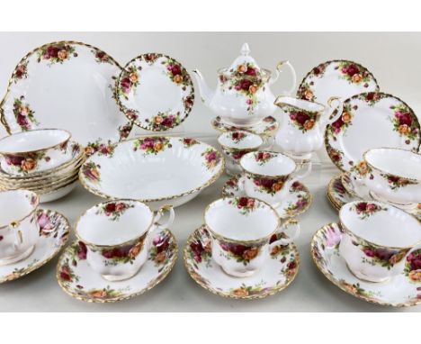 ROYAL ALBERT 'OLD COUNTRY ROSES' TEA SERVICE, comprising six each of teacups, saucers, tea plates, small bowls, teapot and st