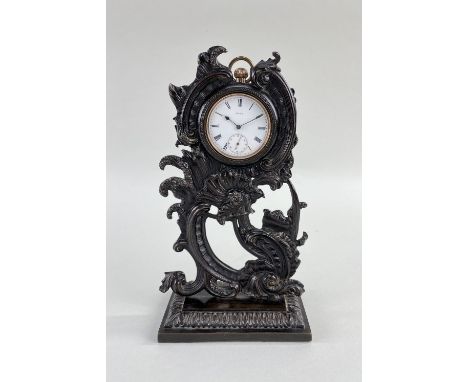 GOLD PLATED OPEN FACED TOP WIND POCKET WATCH, English Watch Co. London,  white enamel roman dial, 16-jewel three quarter plat