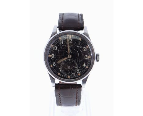RARE GENT'S STAINLESS STEEL IWC MILITARY WRISTWATCH, part of the famous 'Dirty Dozen', engraved to back cover 'W. W. W.' & 'M