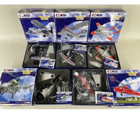 FIVE CORGI 1:72 SCALE MODEL AIRCRAFT, ltd edns, comprising De Havilland Vampire T11, Hawker Demon, Gloster Galdiator Mk.II, W