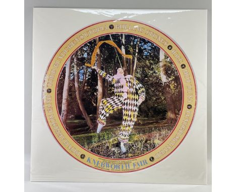 KNEBWORTH FAIR 1976 POSTER, colour printed with semi transparent dancing Harlequin holding 'All the Fun of the Fair' ribbon, 