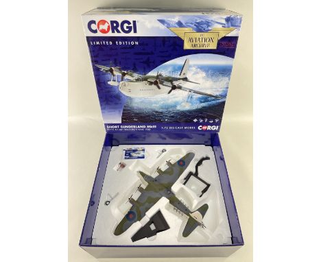 CORGI 1:72 SCALE MODEL OF SHORT SUNDERLAND Mk. III, ltd edn Aviation Archive, EJ134, No.461 Sqn RAAF, 1943, collector card 66