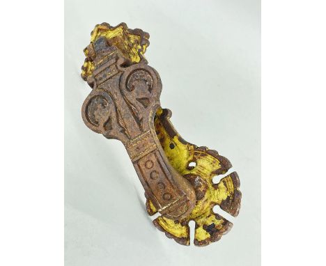 CHRISTOPHER DRESSER FOR KENRICK & Co: cast iron hinged door knocker, 21cms highComments rusty, remains of old paint