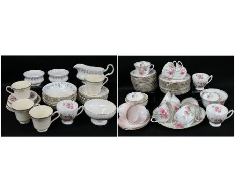 ROYAL DOULTON BONE CHINA TEA SERVICE, Wild Rose pattern BB138/H313, comprising twelve each of teacups, saucers, tea plates, a