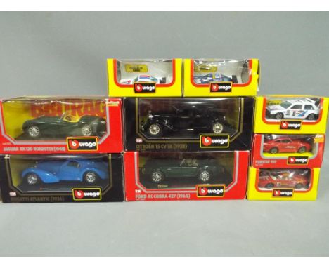 Bburago / Burago - Nine diecast model motor vehicles by Bburago, four 1:24 scale and five 1:43 scale to include # 0513 Ford A