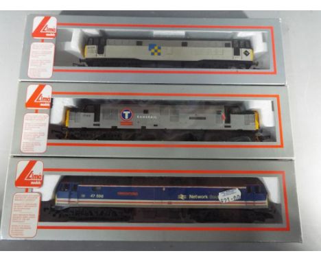 Lima - three OO gauge diesel locomotives comprising # 205031A3 op no 31209, # 205047 op no 47596 and # 205290A1 op no 37410, 